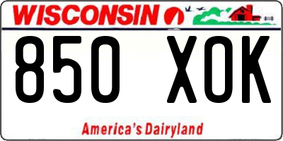 WI license plate 850XOK