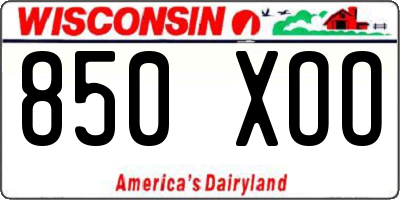 WI license plate 850XOO