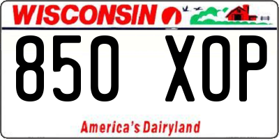 WI license plate 850XOP