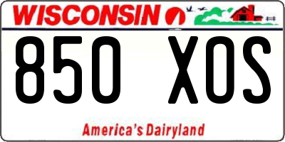 WI license plate 850XOS