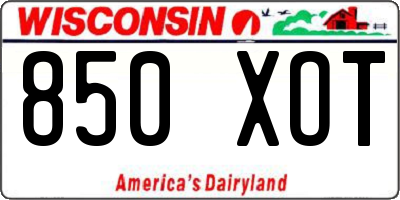 WI license plate 850XOT