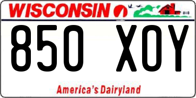 WI license plate 850XOY