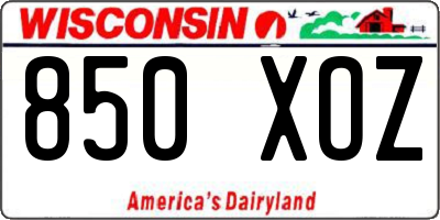WI license plate 850XOZ