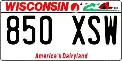 WI license plate 850XSW