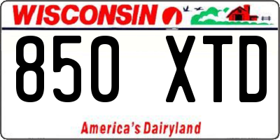 WI license plate 850XTD