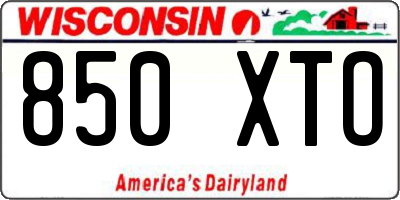 WI license plate 850XTO