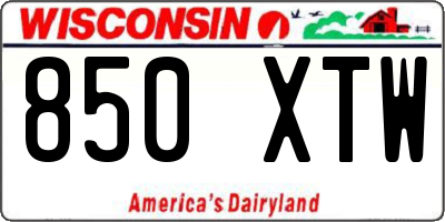 WI license plate 850XTW