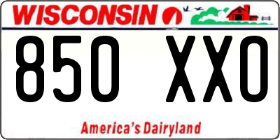 WI license plate 850XXO