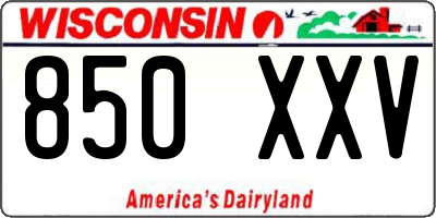 WI license plate 850XXV
