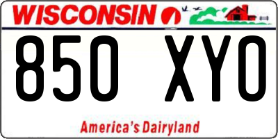 WI license plate 850XYO