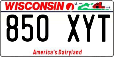 WI license plate 850XYT