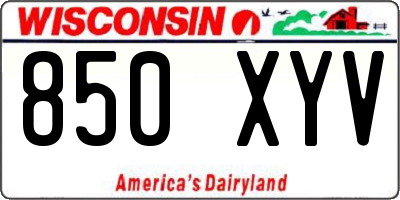 WI license plate 850XYV