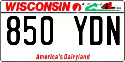 WI license plate 850YDN