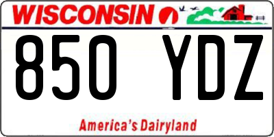 WI license plate 850YDZ