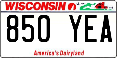 WI license plate 850YEA