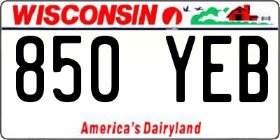 WI license plate 850YEB