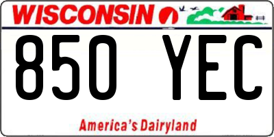 WI license plate 850YEC