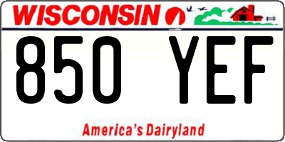 WI license plate 850YEF