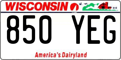 WI license plate 850YEG