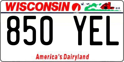 WI license plate 850YEL