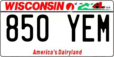WI license plate 850YEM