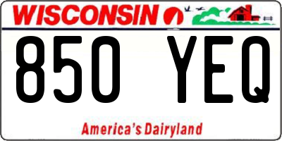 WI license plate 850YEQ