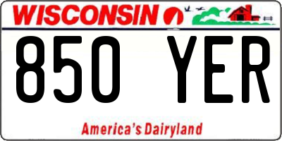 WI license plate 850YER
