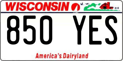 WI license plate 850YES