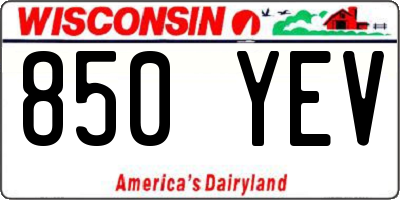 WI license plate 850YEV