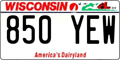 WI license plate 850YEW