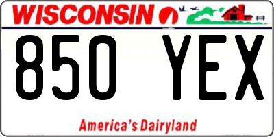 WI license plate 850YEX