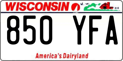 WI license plate 850YFA