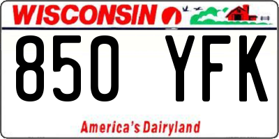 WI license plate 850YFK