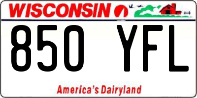 WI license plate 850YFL