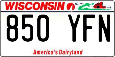 WI license plate 850YFN