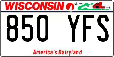 WI license plate 850YFS