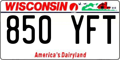 WI license plate 850YFT