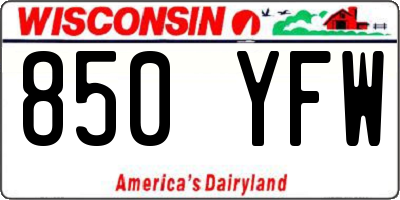WI license plate 850YFW