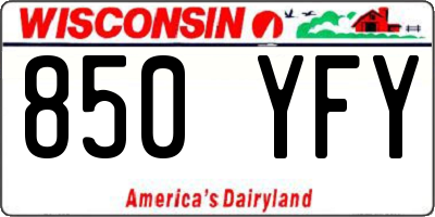 WI license plate 850YFY