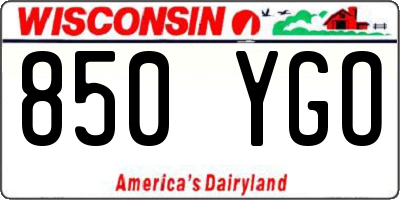 WI license plate 850YGO