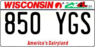WI license plate 850YGS