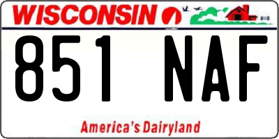 WI license plate 851NAF