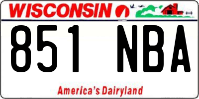 WI license plate 851NBA