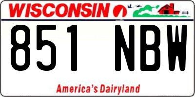 WI license plate 851NBW