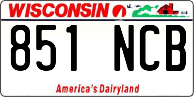 WI license plate 851NCB