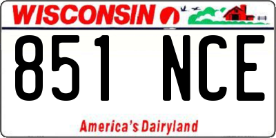 WI license plate 851NCE