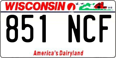 WI license plate 851NCF