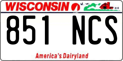 WI license plate 851NCS