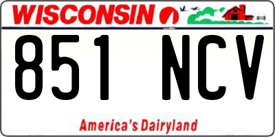 WI license plate 851NCV