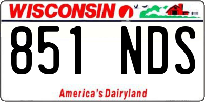 WI license plate 851NDS